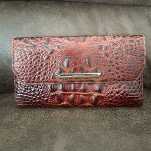 Brahmin Large Trifold Wallet Pecan